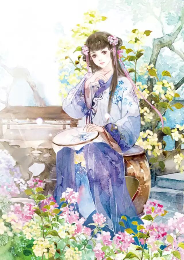 唯美古風圖片:寒月退霜風滿樓，夜靜人幽滿腔愁