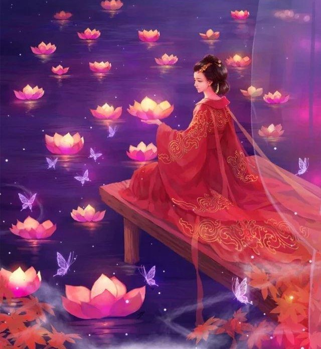 唯美古風(fēng)圖片：一身紅衣，披裝待嫁