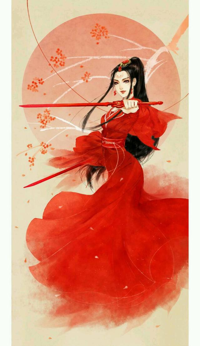 唯美古風(fēng)圖片：一身紅衣，披裝待嫁