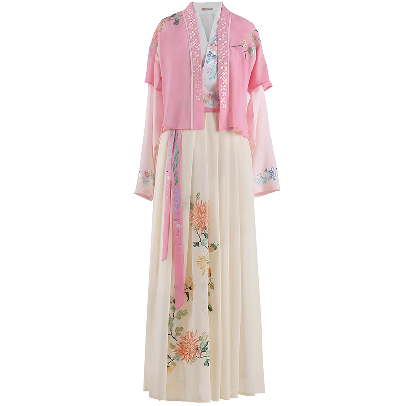 淺色交領(lǐng)半臂漢服，清風(fēng)拂面若縹緲如仙漢服