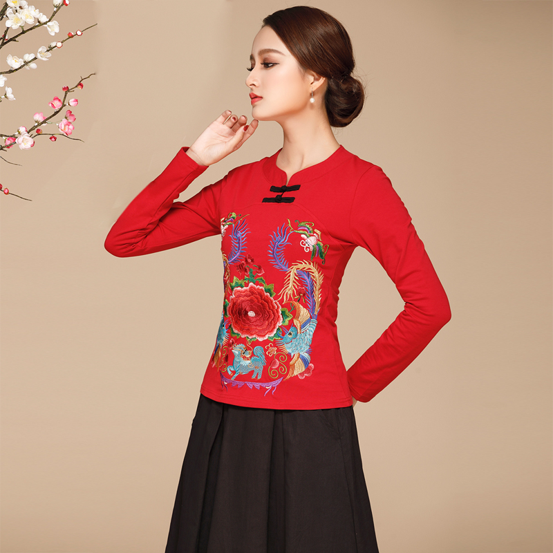 家佳樂文學(xué)云南民族風(fēng)服裝，紅色刺繡上衣民族服裝