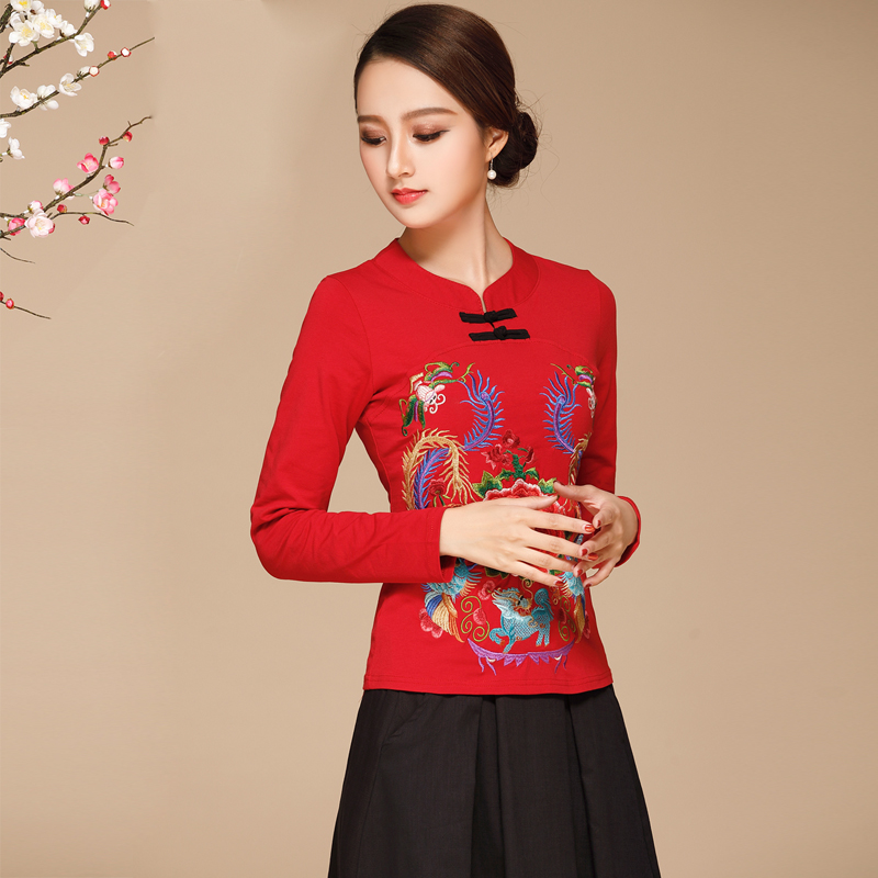 家佳樂文學(xué)云南民族風(fēng)服裝，紅色刺繡上衣民族服裝