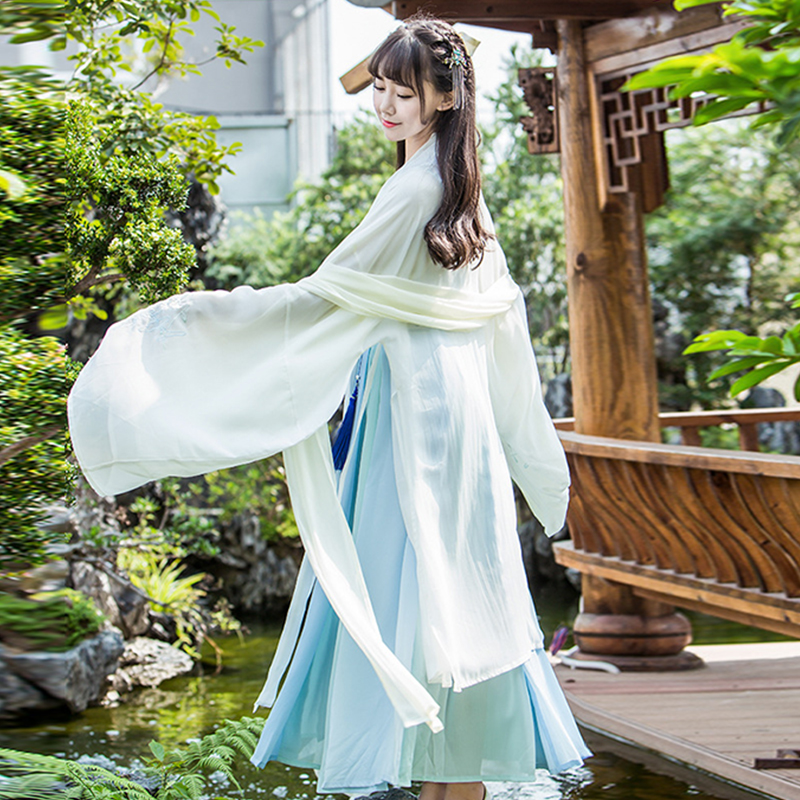 清新魏晉風漢服，古裝仙女大袖衫齊腰襦裙