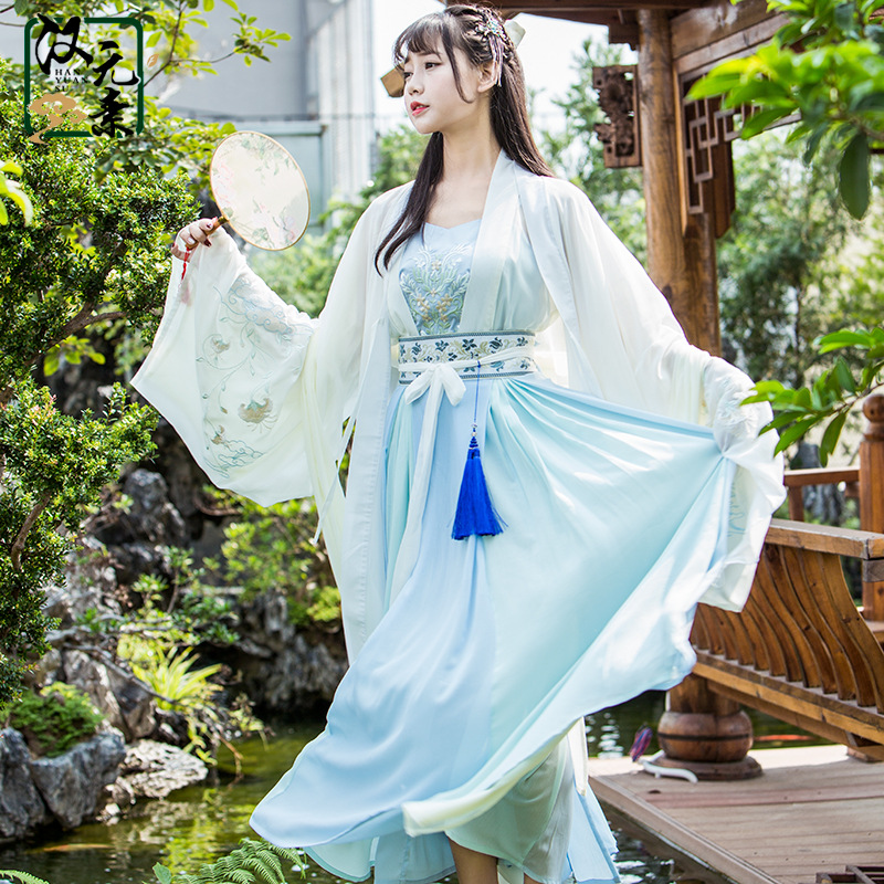 清新魏晉風漢服，古裝仙女大袖衫齊腰襦裙