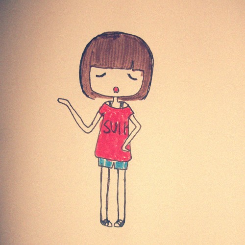 4款簡單手繪插畫圖片，清新可人小女生