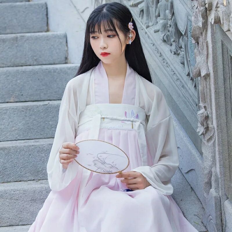飄逸清新淡雅漢服，家佳樂文學(xué)襦裙廣袖流仙裙