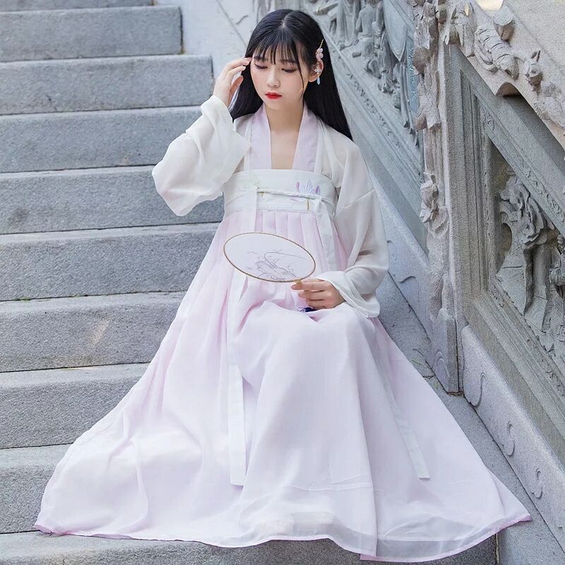 飄逸清新淡雅漢服，家佳樂文學(xué)襦裙廣袖流仙裙
