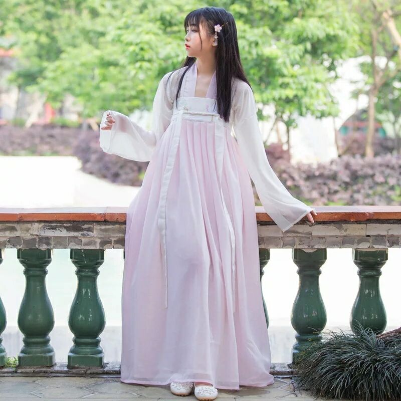 飄逸清新淡雅漢服，家佳樂文學(xué)襦裙廣袖流仙裙