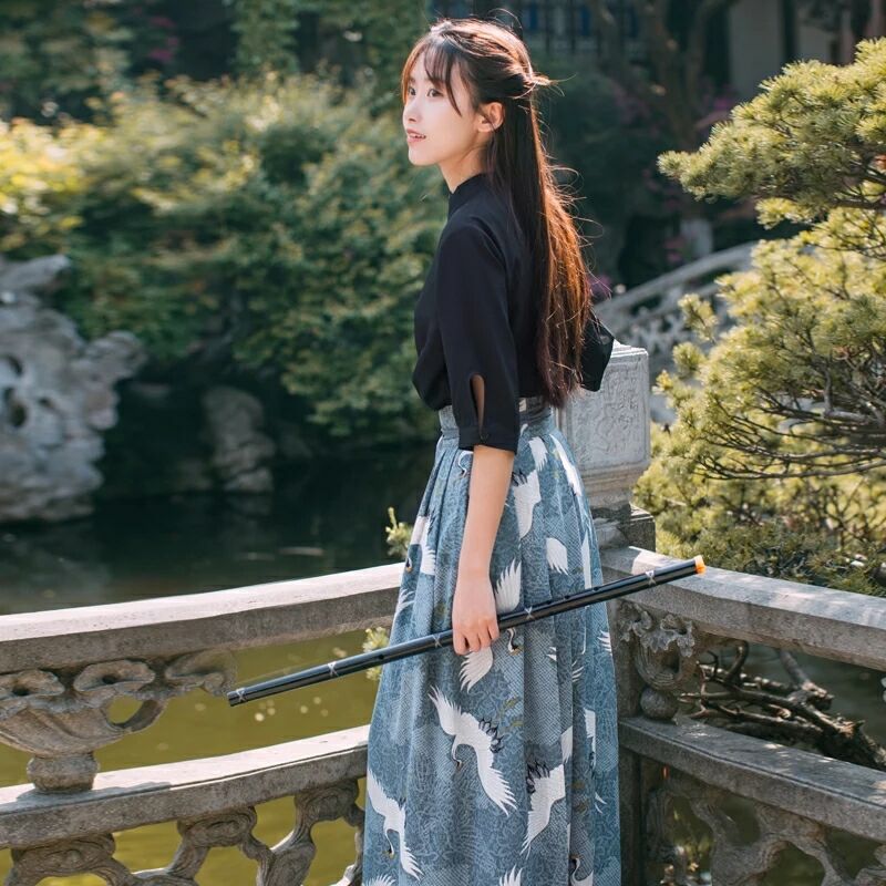 家佳樂文學(xué)江南素兮漢服，復(fù)古套裙?jié)h服圖片