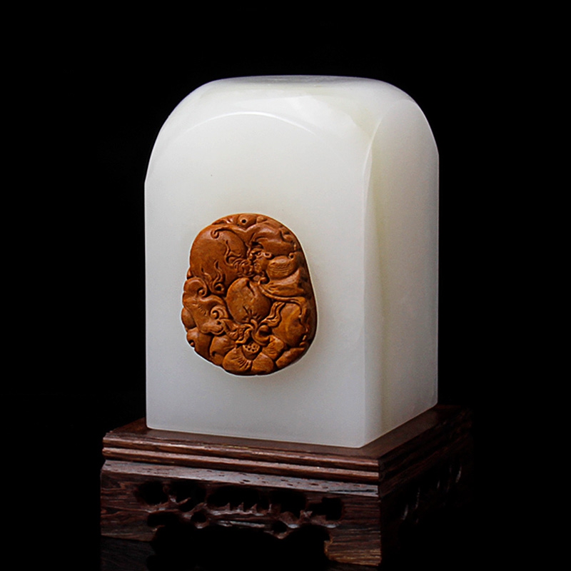 文人雅趣，玉雕印章