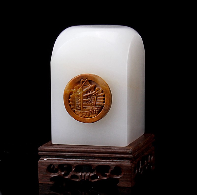 文人雅趣，玉雕印章