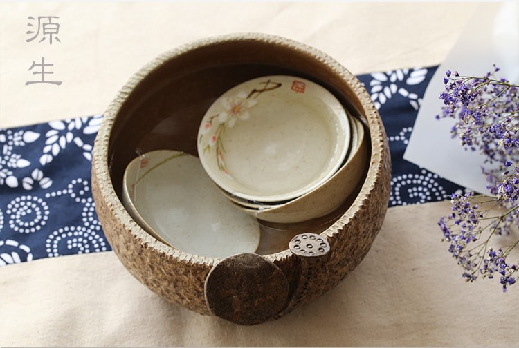 日式陶瓷水盂，可用作茶洗筆洗