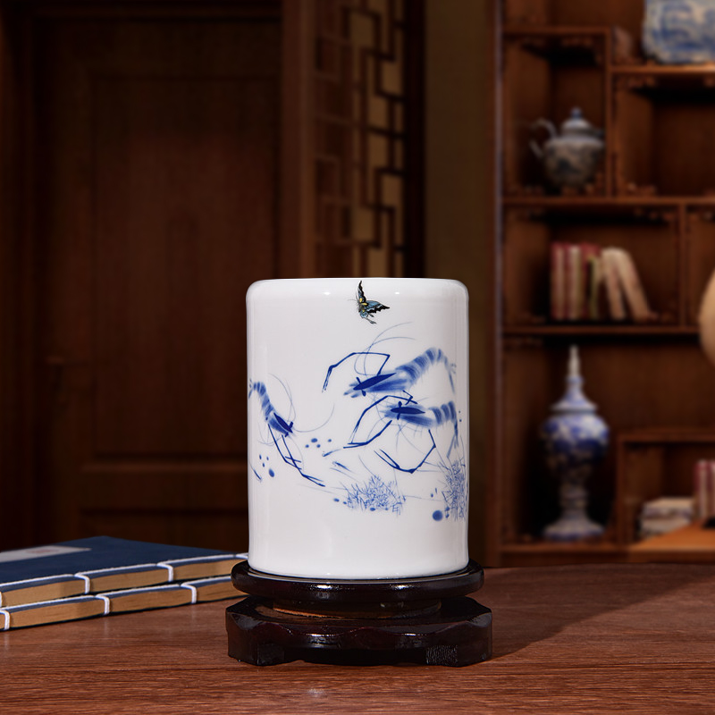 梅蘭竹菊白瓷筆筒