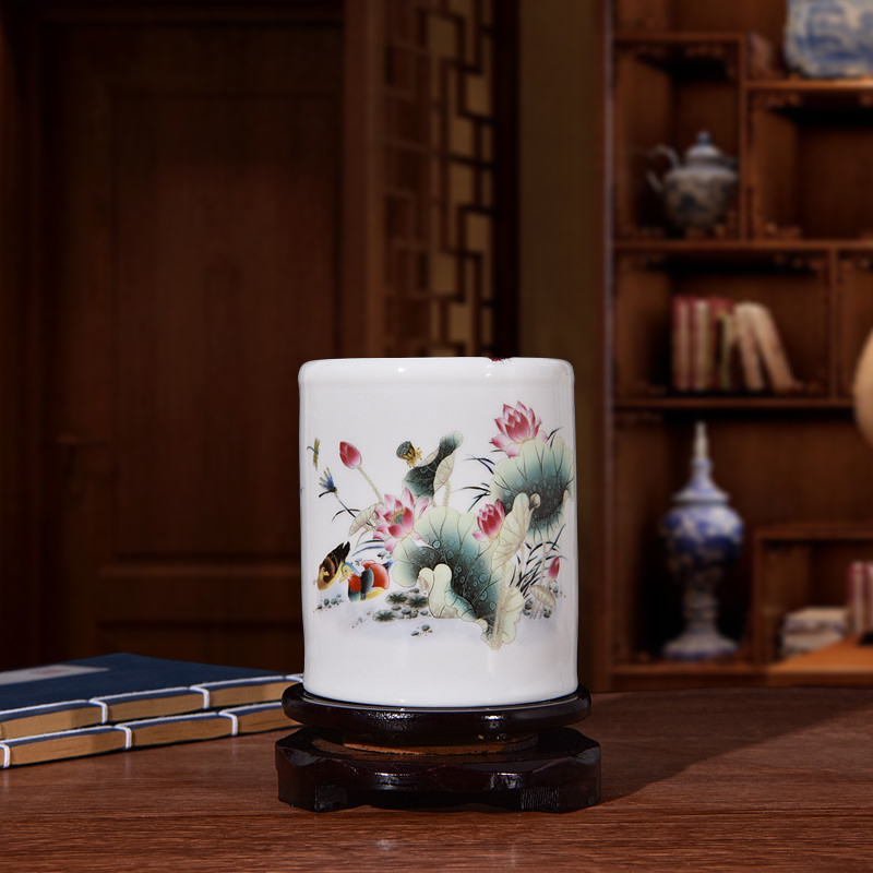 梅蘭竹菊白瓷筆筒