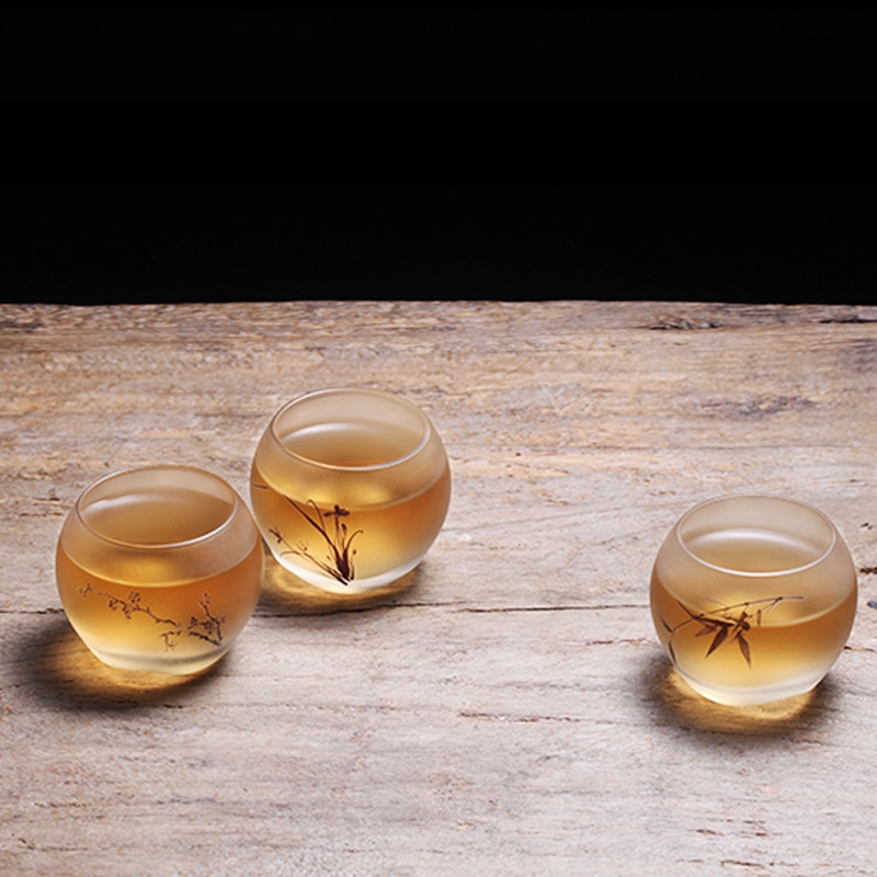 梅蘭竹菊荷·琉璃茶盞