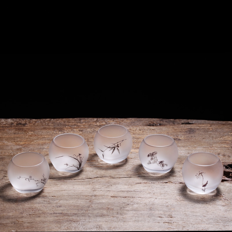 梅蘭竹菊荷·琉璃茶盞