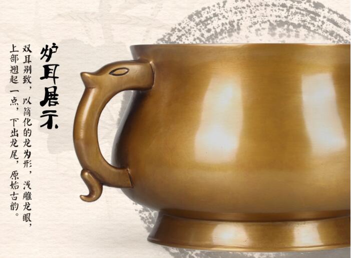 雙耳簋式爐精銅香爐純銅熏香爐