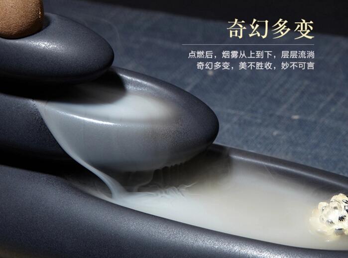 西藏瑪尼堆倒流香爐，創(chuàng)意陶瓷塔香倒流香香爐