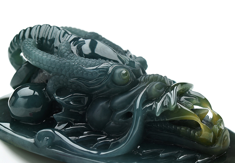 果敢翡翠，藍水翡翠龍牌玉器