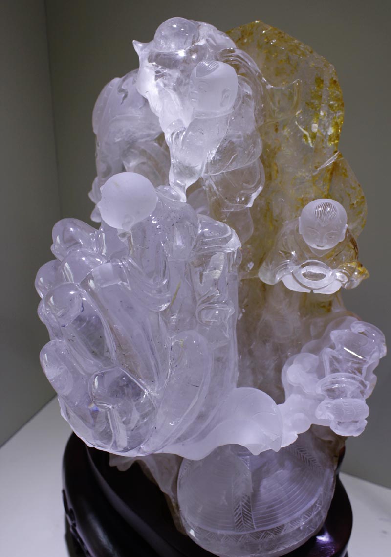 東海水晶雕刻，天然白水晶佛手福瓜象征萬事如