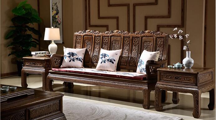 紅木實(shí)木家具，雞翅木山水萬字沙發(fā)