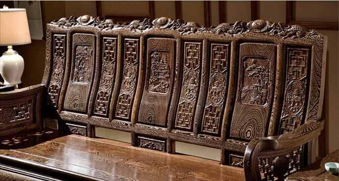 紅木實(shí)木家具，雞翅木山水萬字沙發(fā)