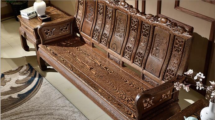 紅木實(shí)木家具，雞翅木山水萬字沙發(fā)