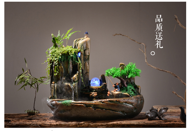 假山流水噴泉，招財(cái)假山噴泉流水盆景