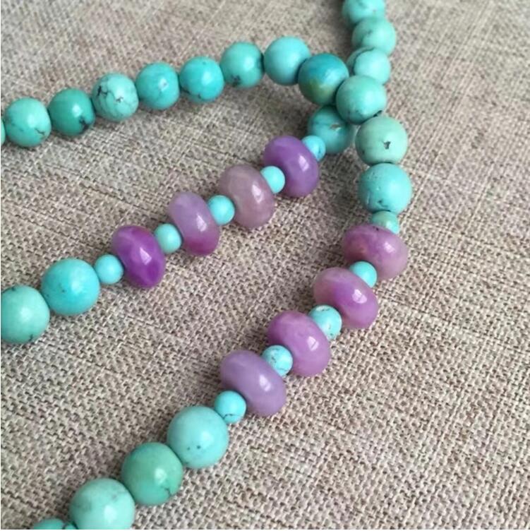 老礦冰種綠松石項(xiàng)鏈，綠松石項(xiàng)鏈搭配