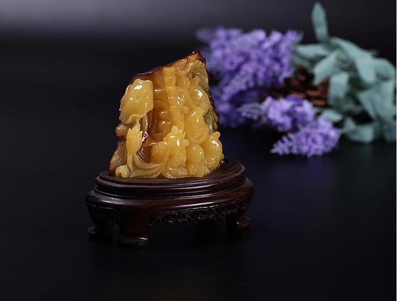 天然波羅的海琥珀蜜蠟金玉滿堂擺件