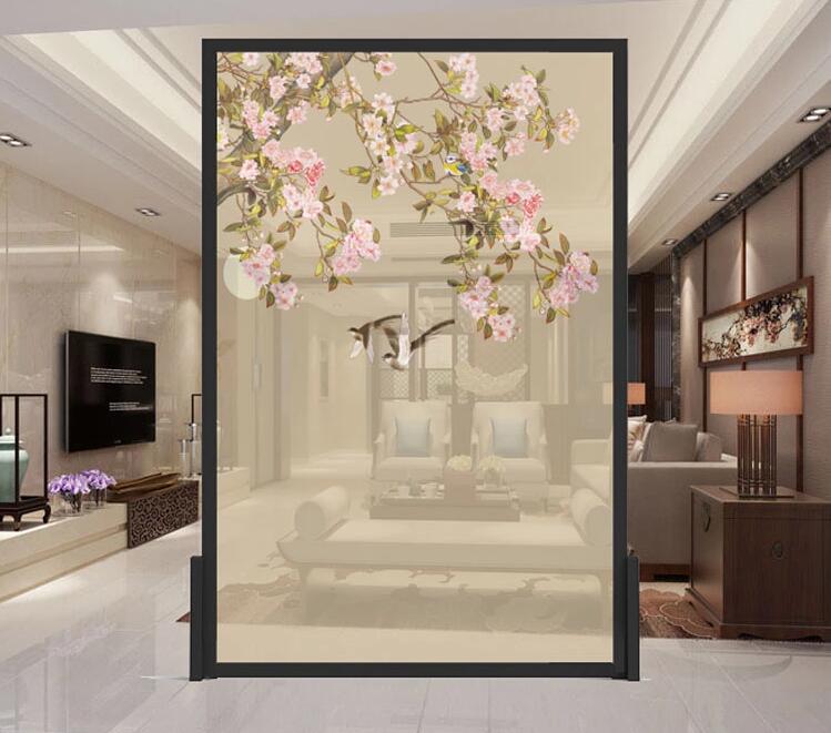 現(xiàn)代中式實(shí)木屏風(fēng)隔斷花鳥