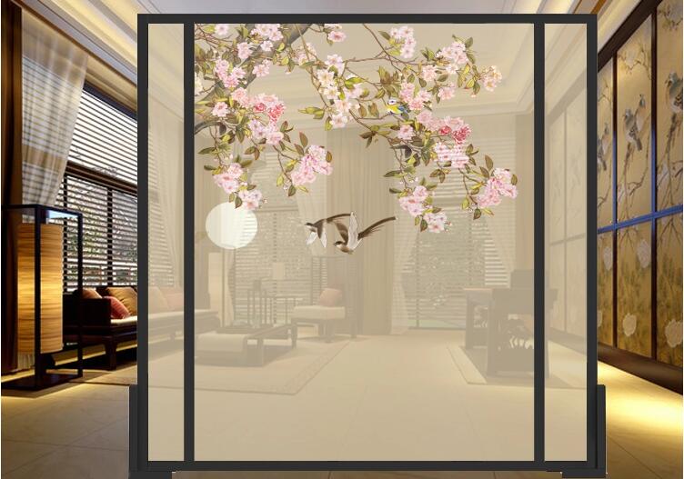 現(xiàn)代中式實(shí)木屏風(fēng)隔斷花鳥