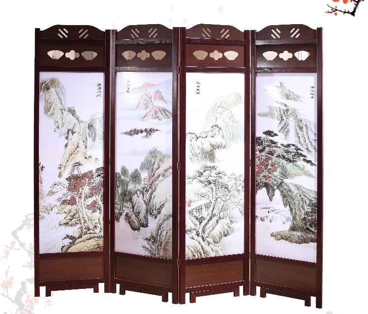 古典實(shí)木屏風(fēng)家佳樂文學(xué)山屏風(fēng)隔斷