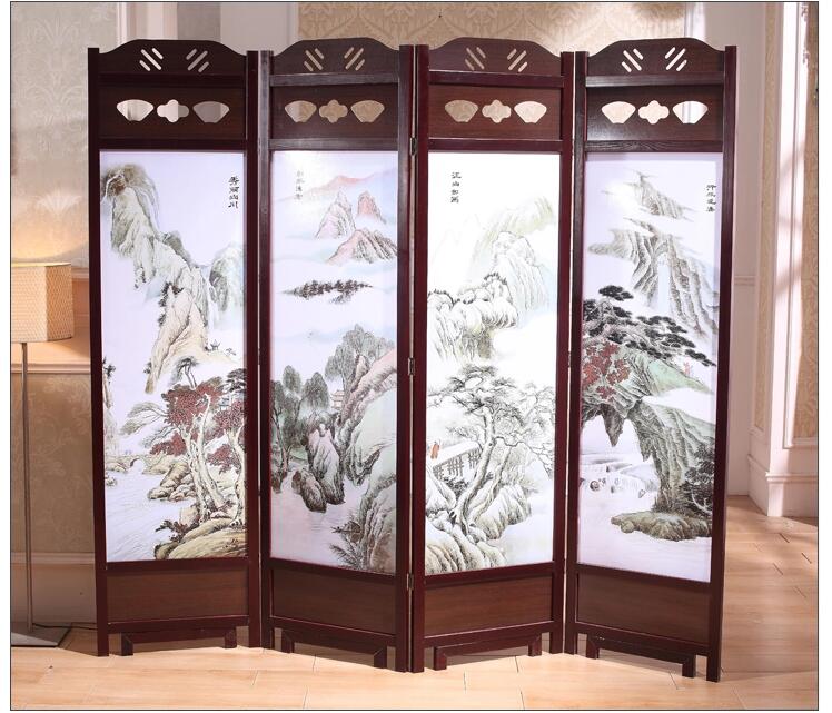 古典實(shí)木屏風(fēng)家佳樂文學(xué)山屏風(fēng)隔斷