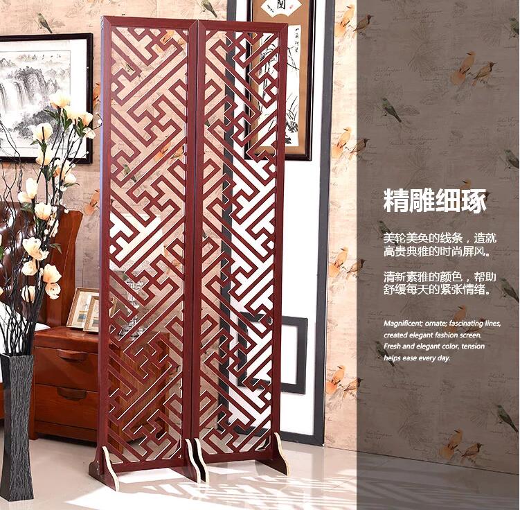 木質(zhì)屏風隔斷時尚中式客廳玄關