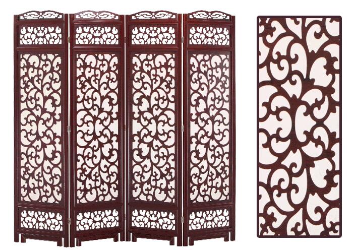 實(shí)木屏風(fēng)鏤空折疊可移動(dòng)家用屏風(fēng)