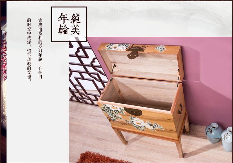 新中式香樟木官箱實木復古做舊彩繪儲物箱