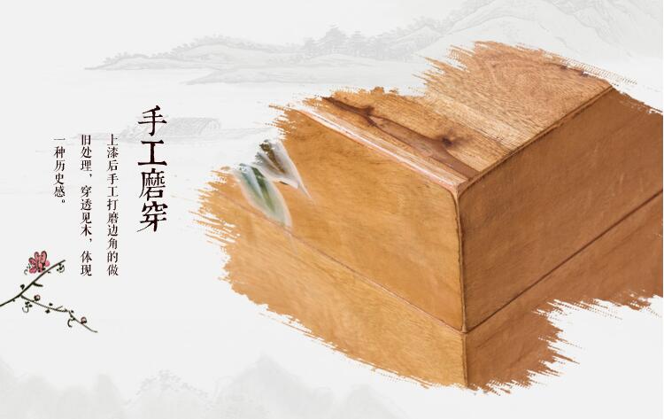 新中式香樟木官箱實木復古做舊彩繪儲物箱