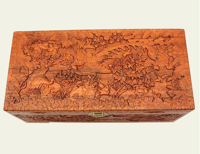 中式復古香樟木箱子婚嫁木箱