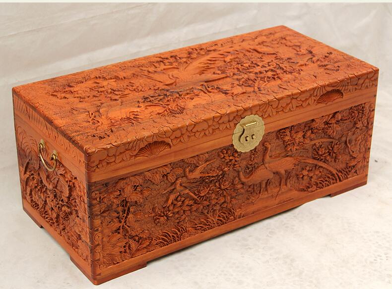 中式復古香樟木箱子婚嫁木箱