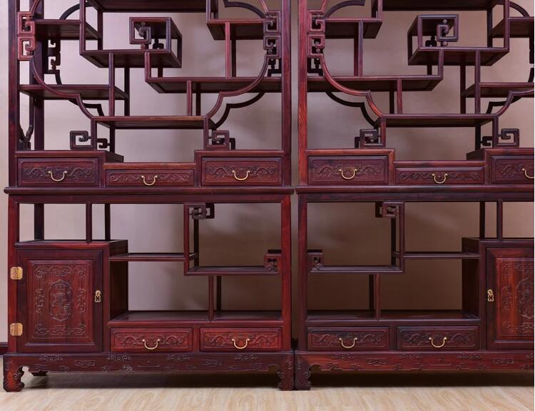 老撾大紅酸枝博古架紅木多寶閣