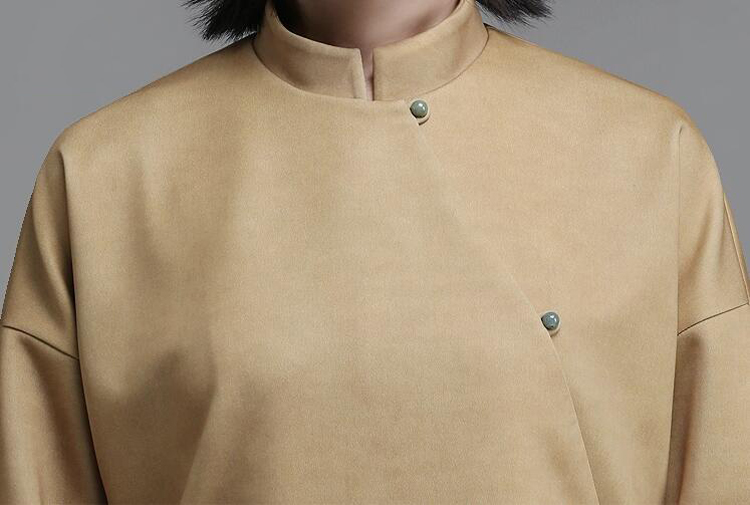 家佳樂文學(xué)立領(lǐng)斜襟落肩袖不對稱中式改良唐裝