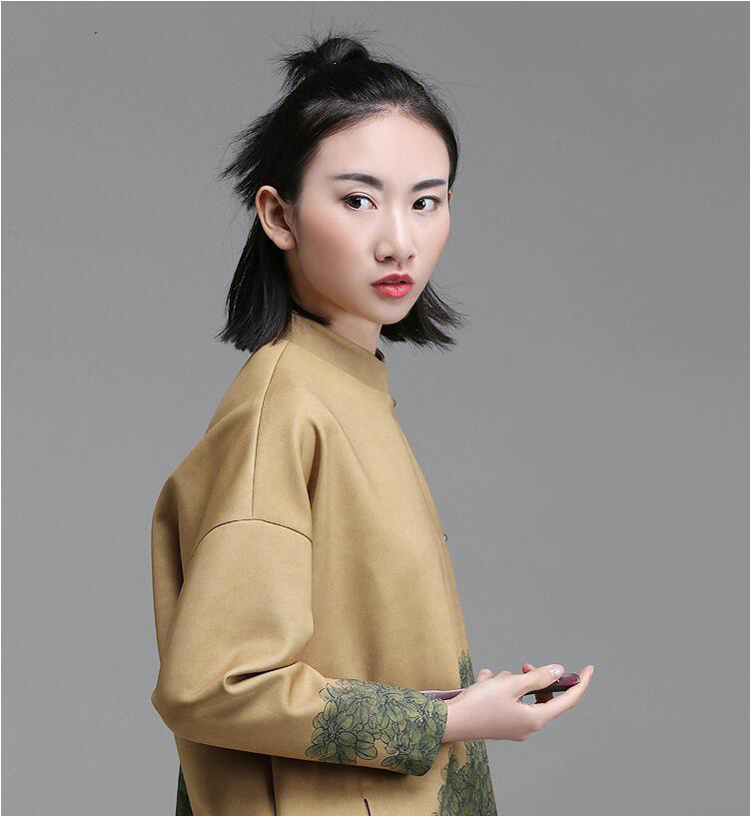 家佳樂文學(xué)立領(lǐng)斜襟落肩袖不對稱中式改良唐裝