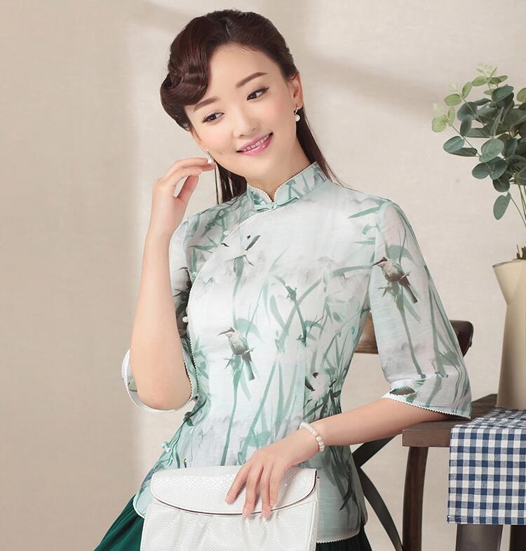 七分袖唐裝家佳樂(lè)文學(xué)上衣