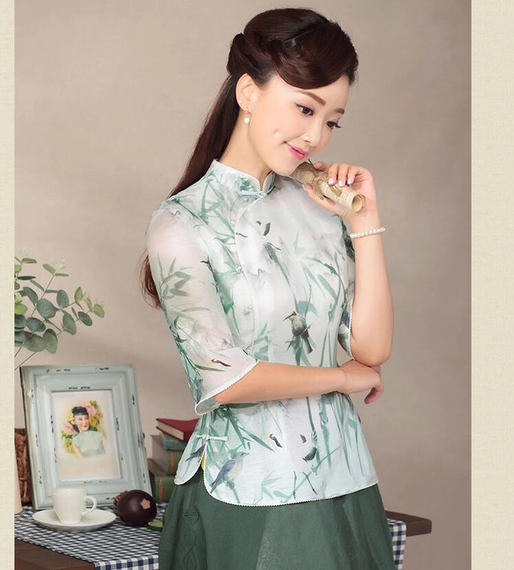 七分袖唐裝家佳樂(lè)文學(xué)上衣