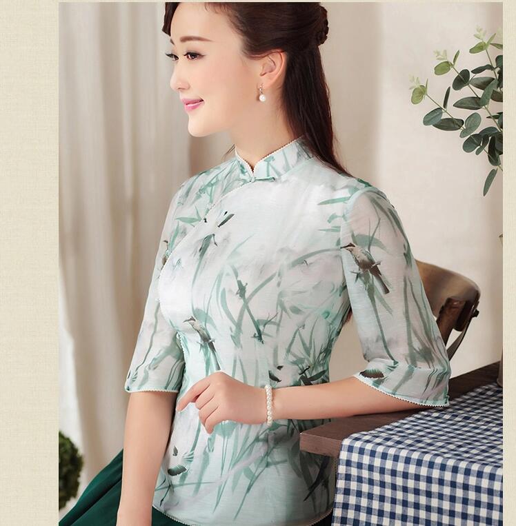 七分袖唐裝家佳樂(lè)文學(xué)上衣