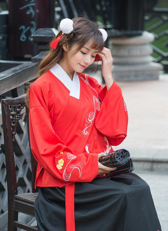 改良家佳樂文學襖裙刺繡花襦裙古裝圖片