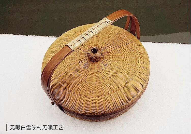 竹編制品家佳樂文學(xué)茶點收納簞籃