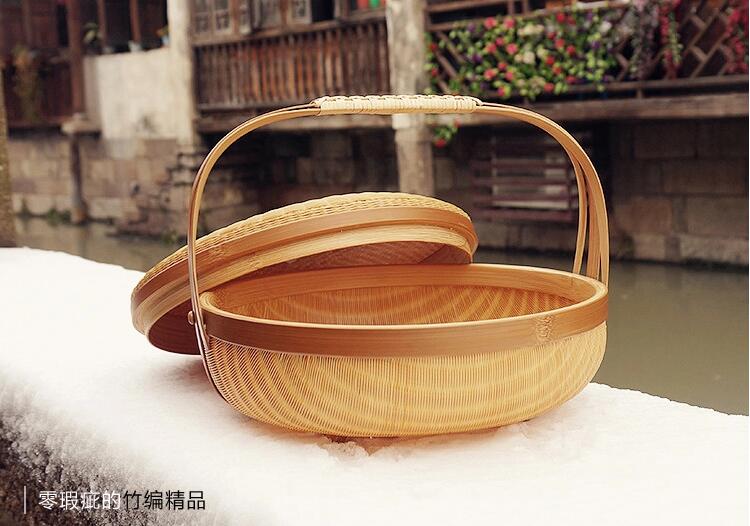 竹編制品家佳樂文學(xué)茶點收納簞籃