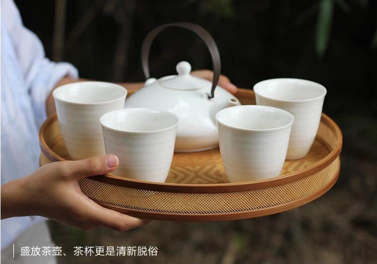 家佳樂文學(xué)家用竹編茶點(diǎn)收納托盤